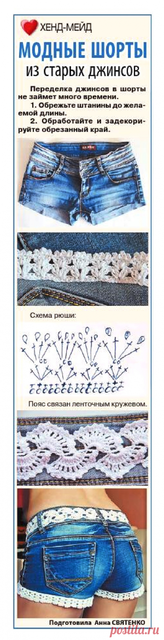 Модные шорты из старых джинсов