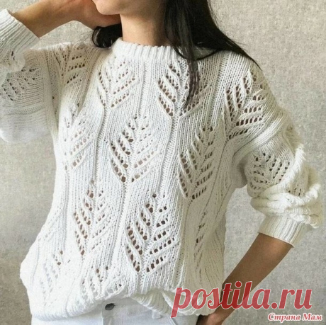Ажурный джемпер узором "ёлочки" спицами. Схема узора. / knittingideas.ru