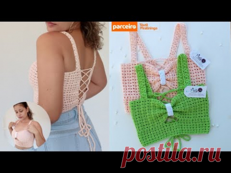 🦋Cropped de Crochê Ingrid (fácil e econômico)