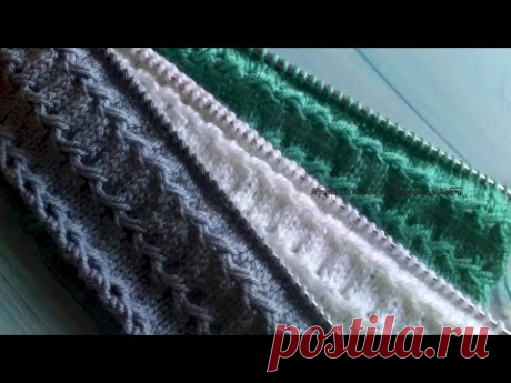 Роскошный французский дизайн для простых кофточек спицами - наборный край, горизонтальный узор