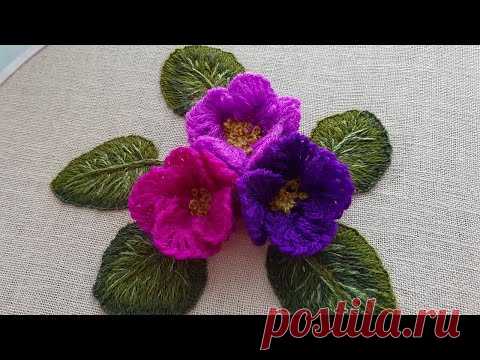 3D embroidery |Super Easy Woolen Flower | Amazing Trick - Wool Thread Design