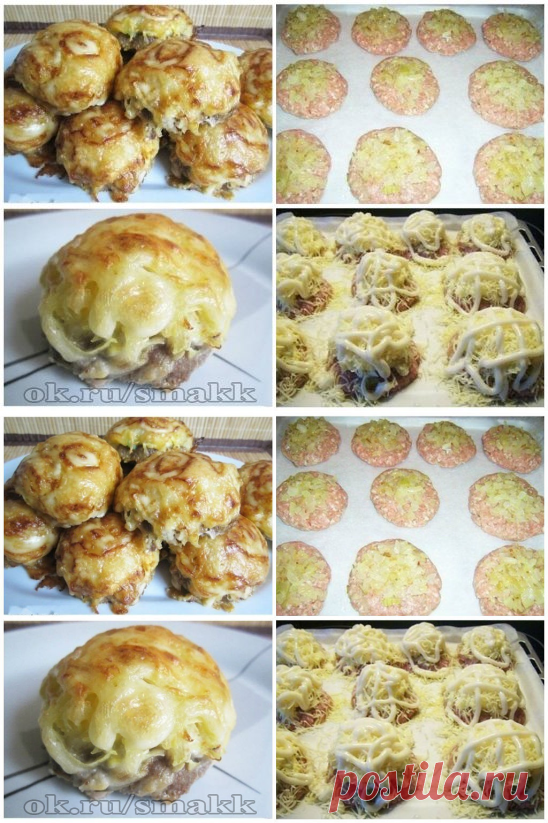 Оригинальное горячее мясное блюдо, которое представляет собой запеченный котлетный фарш под «шубкой» из овощей.