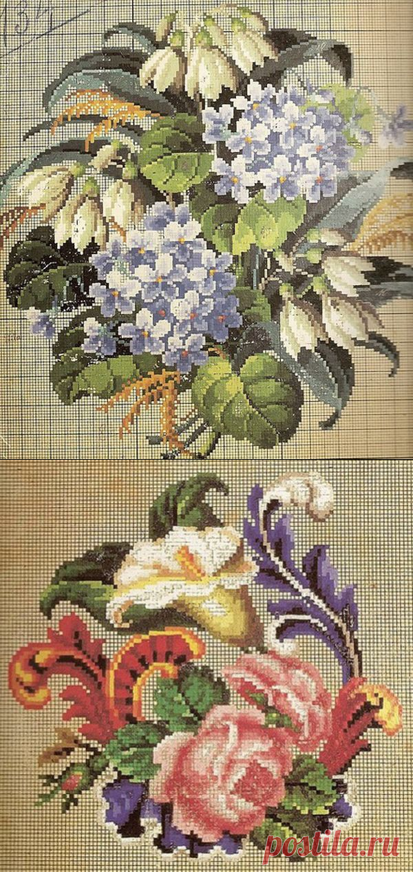 Тончайшая работа - очаровательная старинная вышивка в технике Petit Point