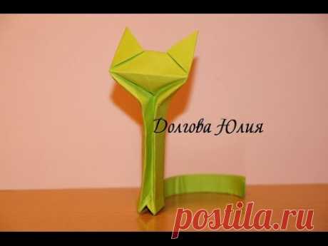 Оригами из бумаги для начинающих. Кошка  \\  Origami paper for beginners. cat