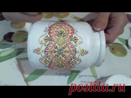 Роспись баночки для  кофе. Анна Соколова.
