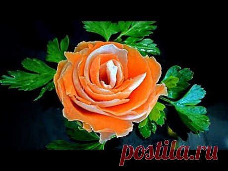 Роза из моркови и редьки! Carving Carrot. Украшения из моркови. Украшения из овощей. - YouTube
