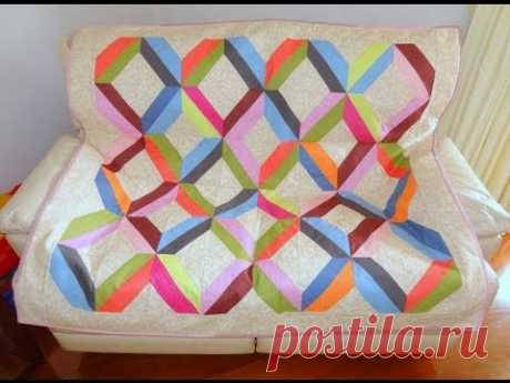 Manta/almofada em patchwork Os losangos - Patchwork Maria Adna - Patchwork foundation - YouTube