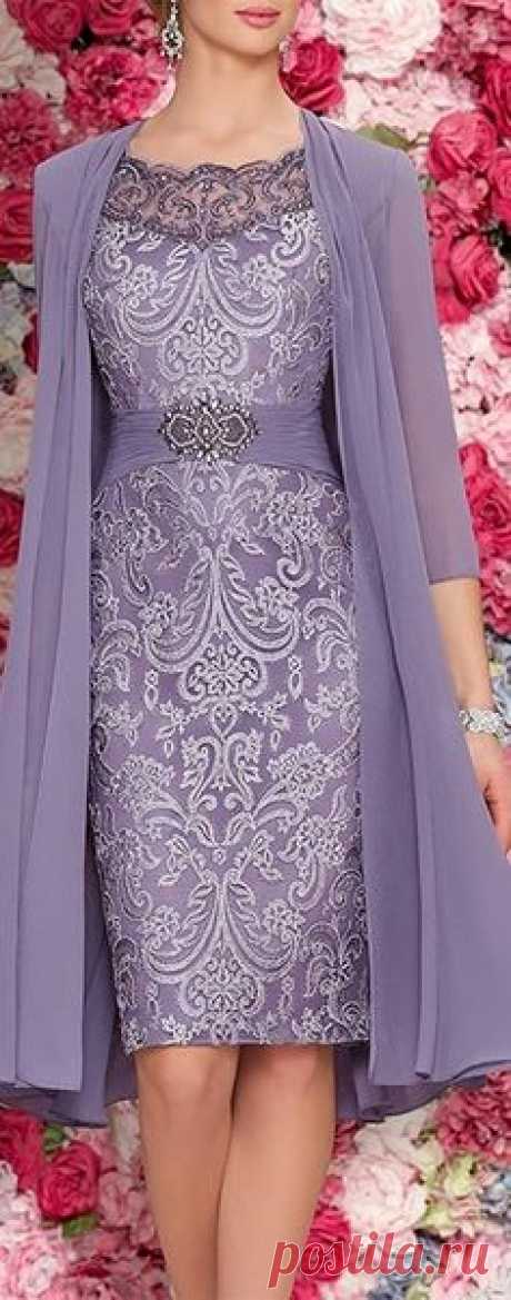 Mother Of The Bride Dresses Tea Length Two Pieces With Jacket PURPLE - Cute Mother of the groom dress for the perfect wedding ceremony, be dress like a queen!
