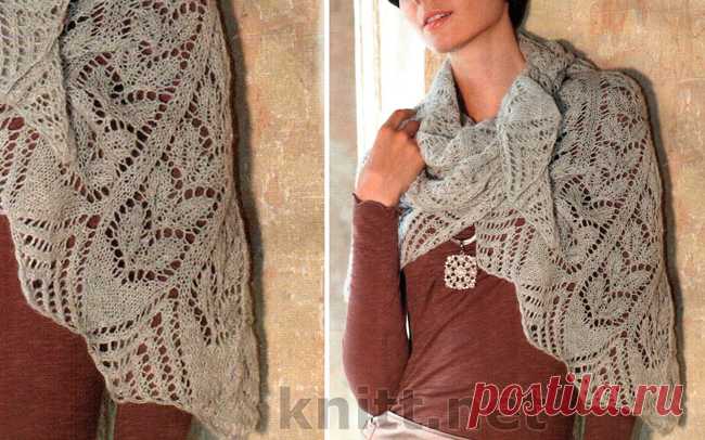 Gestrickte durchbrochene Schal mit Nadeln