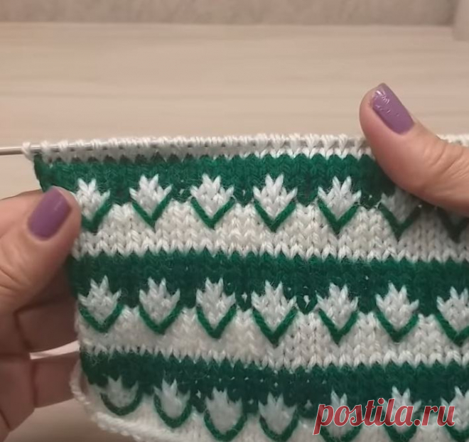 Как связать красивый двухцветный узор