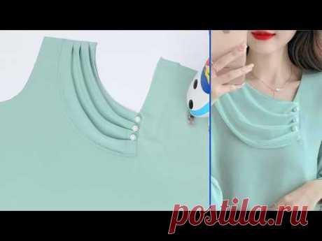 The best ways you can learn cut to sew a collar neck design in this shape | Sewing tips and trick