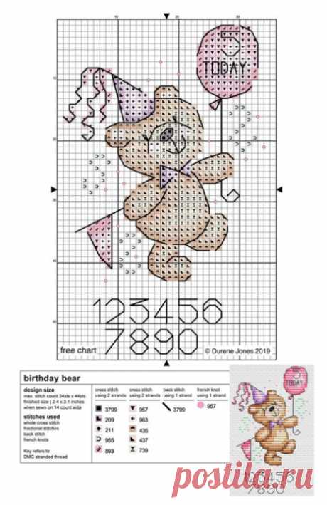 схема вышивки крестом
birthday bear