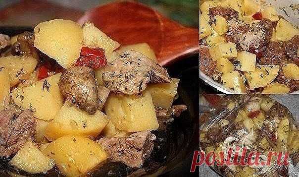 Как приготовить мясо с картофелем в рукаве - рецепт, ингредиенты и фотографии