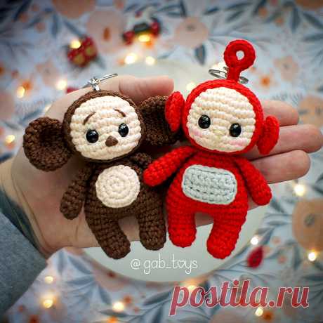 PDF Чебурашка и Телепузик крючком. FREE crochet pattern; Аmigurumi toy patterns. Амигуруми схемы и описания на русском. Вязаные игрушки и поделки своими руками #amimore - маленькие персонажи крючком, Чебурашка с Телепузиком.