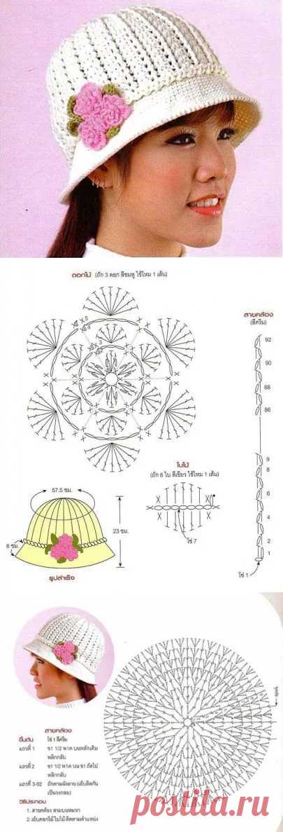 Схемы вязания крючком летние шляпы для женщин
