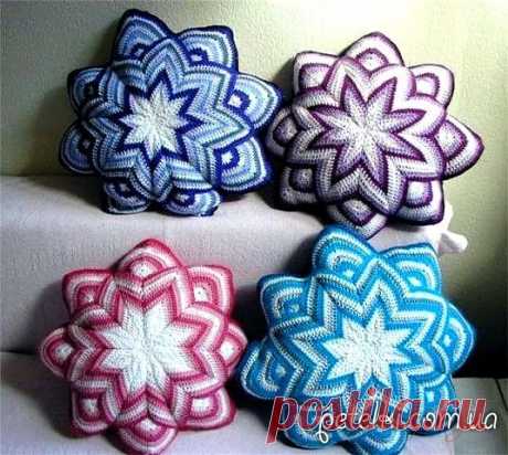 Подушка-мандала вязанная крючком подушка,  мандала, узор крючком, crochet, gift, crochet pillow,