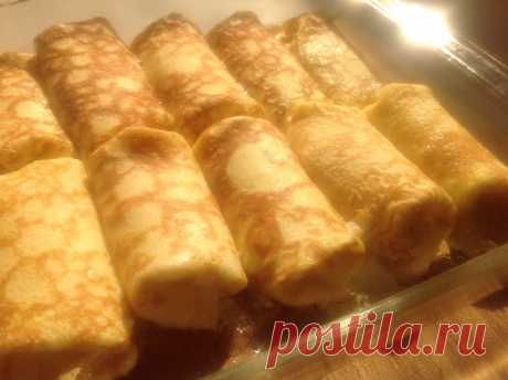 Nalysnyky – Ukrainian Crepes 8 eggs 2 Tbsp. sugar 4 cups milk 1 tsp. Salt 2 cups flour, sifted Beat the eggs until frothy, and then add the milk, sugar, and salt.  Stir in sifted flour until combined.  Using your mixmaster, be…
