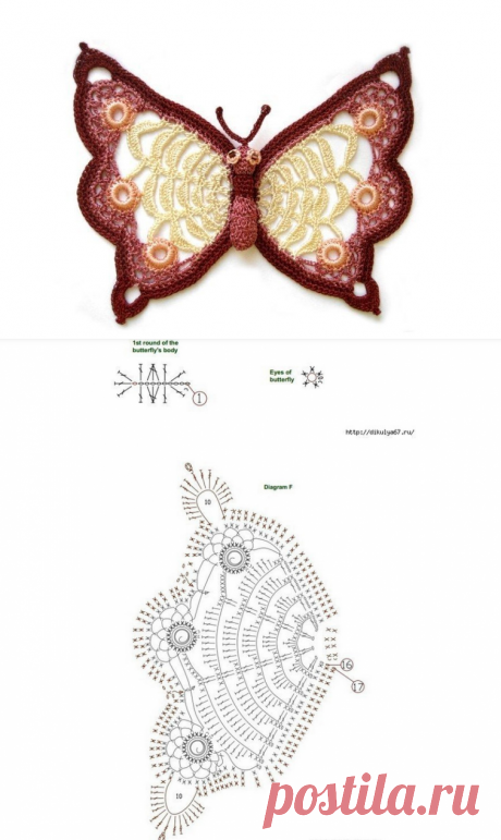 Такие красивые и такие разные бабочки крючком: большая коллекция схем
