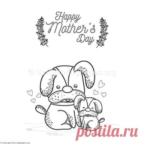 Cute Cartoon Dog Happy Mother&amp;#8217;s Day Card Coloring Pages &amp;#8211; GetColoringPages.org