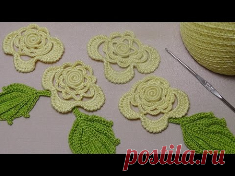Урок вязания маленькой РОЗОЧКИ - как связать РОЗУ крючком- вязание на бурдоне