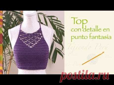 Top de verano con detalle en punto fantasía tejido a crochet / Talla S (¡incluye diagramas!) - YouTube