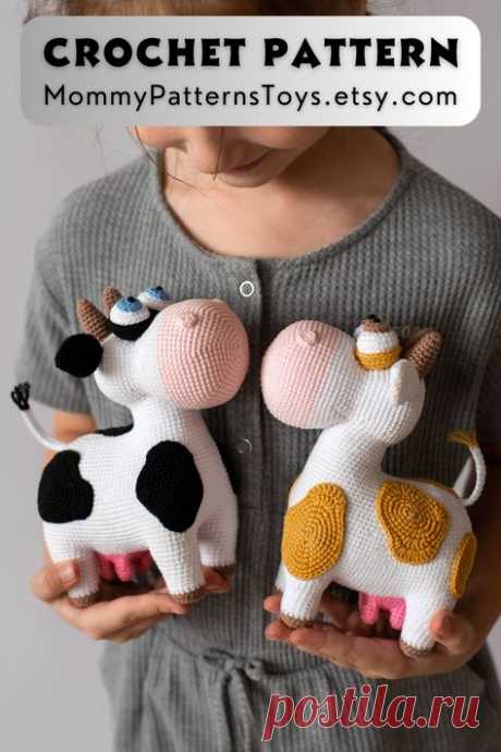 PDF CROCHET PATTERN toy Cow Doris consists of: • 23 pages step-by-step crochet Instruction Cow Doris • More than 100 colorful close up photos • Tips for crocheting toys • All yarn parameters • My help if you have any questions The pattern is available in English (US terms). 📏The Cow height = 16 cm [6 inch]