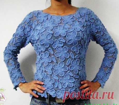Джемпер.ИРЛАНДСКОЕ КРУЖЕВО.  #крючком  #узоркрючком #джемпер #ирландскоекружево #ирландское_кружево