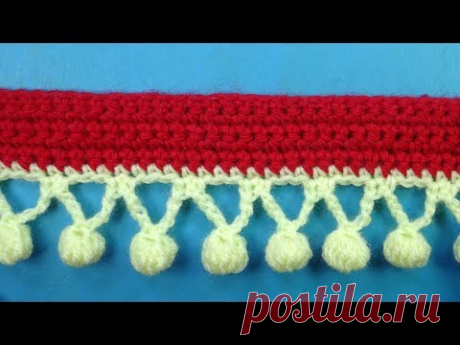 Crochet border Волшебные шарики   Кайма крючком  урок вязания 382