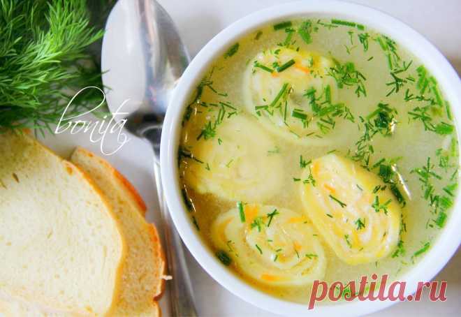 Вкусный куриный суп с сырными рулетиками | Вкусные рецепты