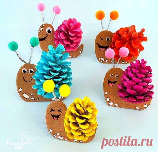 #Творчество_с_детьми
УЛИТКИ ИЗ ШИШЕК