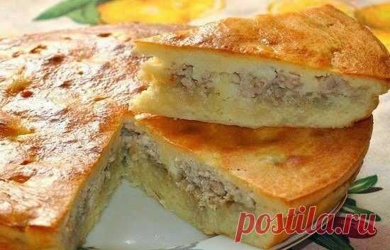 Рецепт заливного пирога с курицей и картофелем.   Шустрый Повар