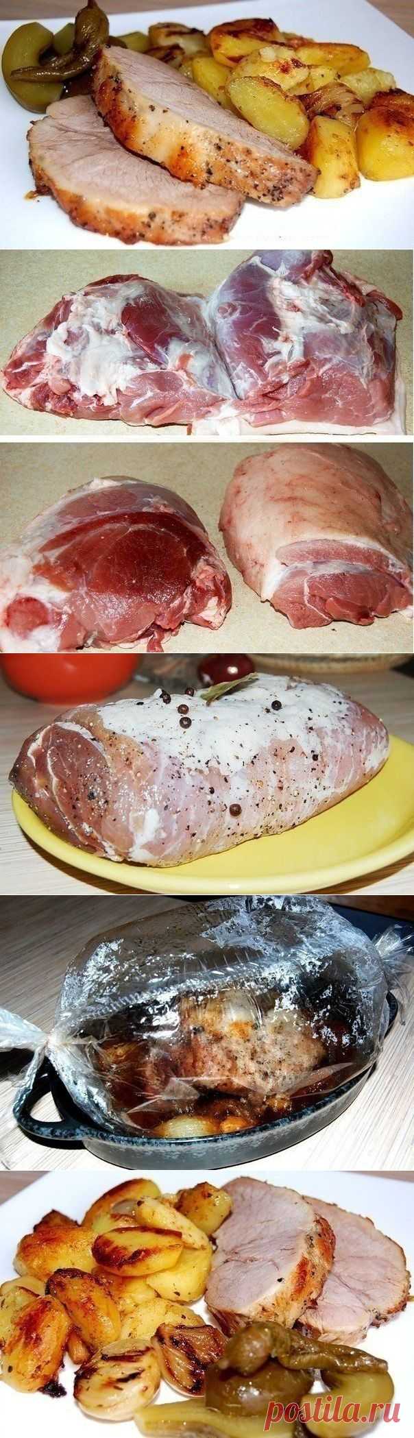Буженина, запеченная в рукаве с деревенской картошечкой