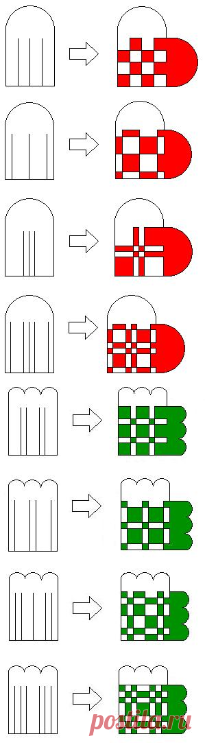 More Weaved Heart Basket Patterns