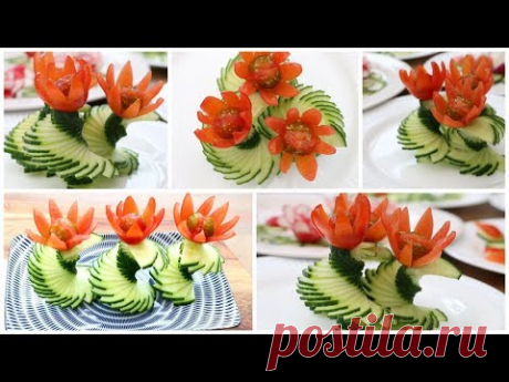 Super Salad Decoration Ideas - Cucumber Carving Garnish