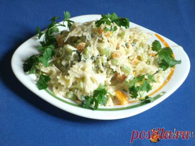 Макароны с кабачками и зеленым горошком  рецепт приготовления