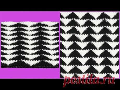 Узор &quot;треугольники&quot; тунисским крючком. Мастер класс вязания крючком. Crochet pattern. - YouTube