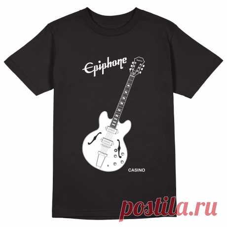 Мужская футболка «Epiphone Casino.Гитара.Guitar. John Lennon.Леннон.» цвет черный - дизайнер принта Kaplio