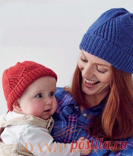 Вязаные шапочки для мамы и ребенка | DAMские PALьчики. ru