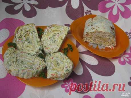Рулет из лаваша с крабовыми палочками - пошаговый кулинарный рецепт на Повар.ру