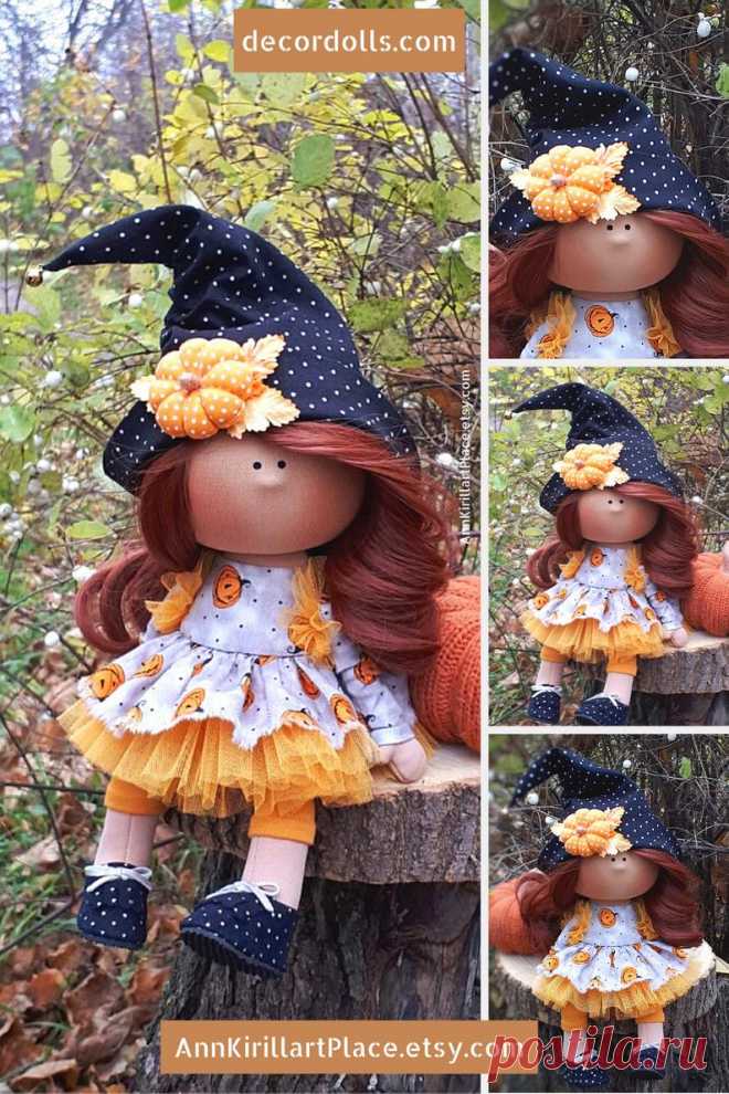 Halloween Art Doll Witch Tilda Doll AnnKirillartPlace Doll | Etsy