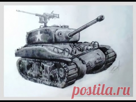 WWII Tanks. How to draw Sherman Tank step by step