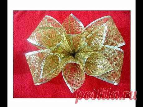 Moños navideños con flores en cintas de organza - YouTube