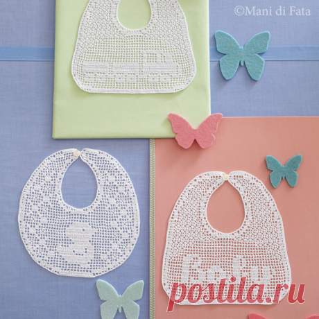 Scheme to realize the crochet filet bibs with different subjects