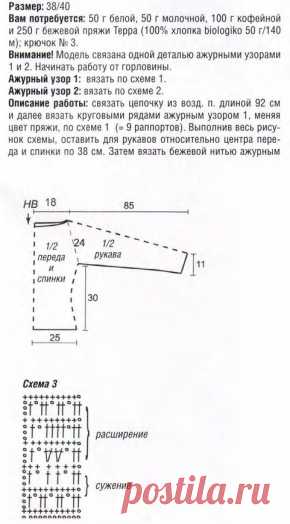 Вязаная ажурная кофта с изумительно красивой кокеткой