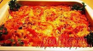 Рыба, запеченная с рисом и помидорами