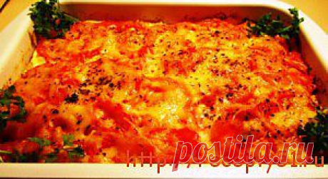 Рыба, запеченная с рисом и помидорами