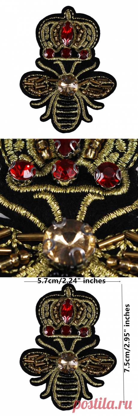 20 шт Бисер Стразы Корона Би Ткань Нашивки Вышивка аппликация мотив Тиснение Значки пришить для Craft Одежда th825 купить на AliExpress