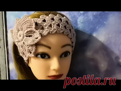 ПОВЯЗКА на голову крючком.  МК для начинающих.