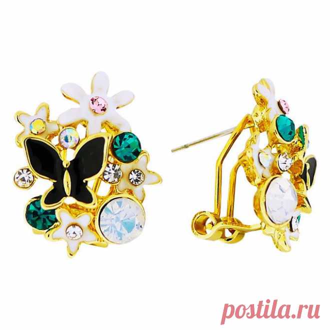 Серьги "Бабочка в цветах" Tutti Frutti
Бренды Бижутерия 	Tutti Frutti
Материал 	кристаллы Swarovski, Под золото, Эмаль