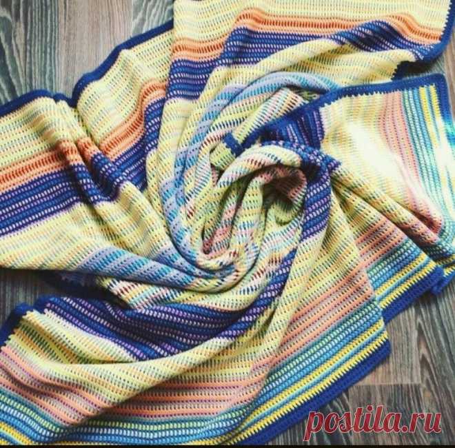 Разноцветный плед крючком. Схема узора. / knittingideas.ru